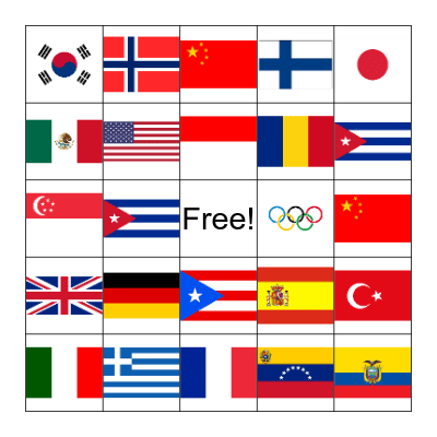 Olympic Flag Bingo Card