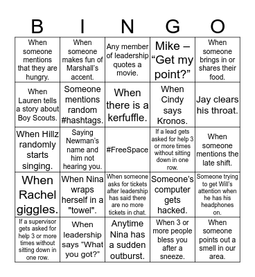 CCED Bingo Card