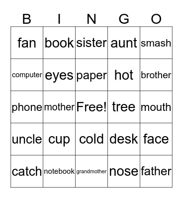 ESL Easy  Bingo Card