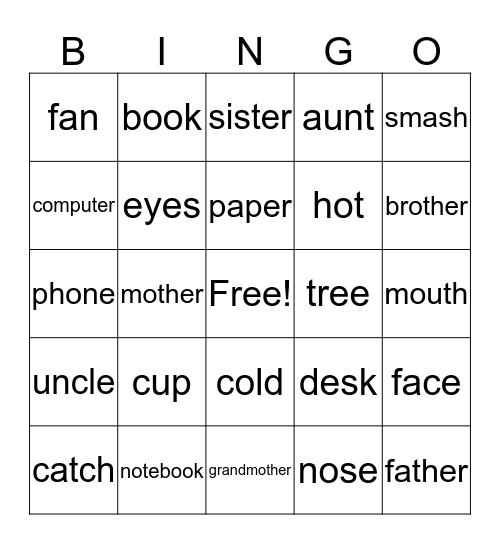 ESL Easy  Bingo Card