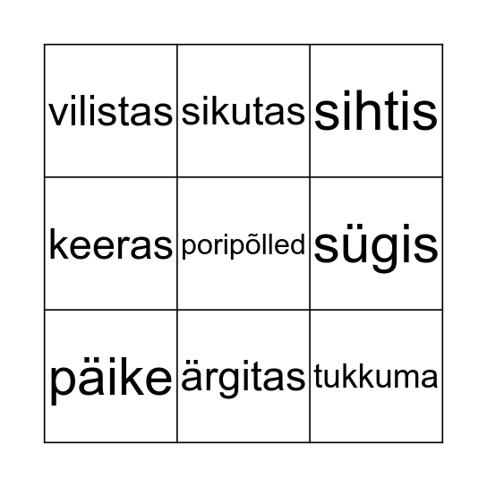 Aastaajad Bingo Card