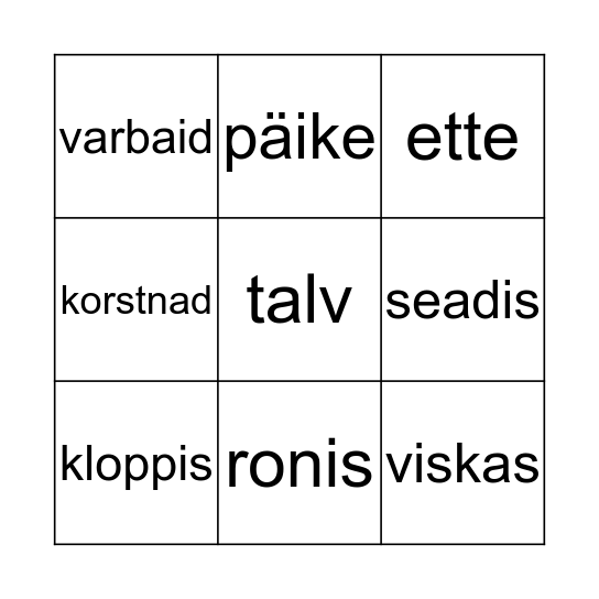 Aastaajad Bingo Card