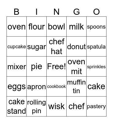 Baking Bingo Card