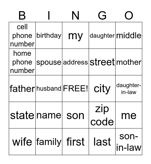 Bingo Card