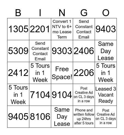 WOODMONT WEST LEASING BINGO Card