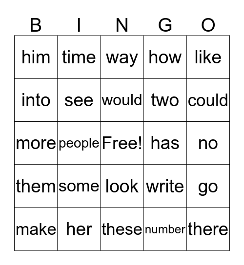 1st Grade List 4 Fry Words Bingo Card