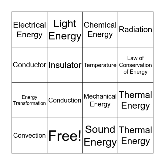 Unit 8 Vocabulary Bingo Card