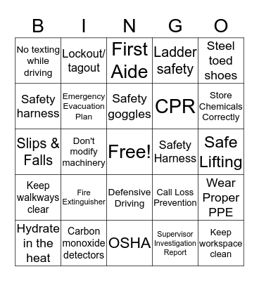 i live safe Bingo Card