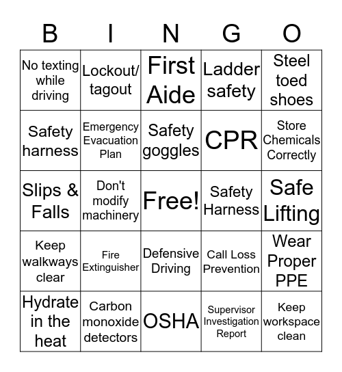 i live safe Bingo Card