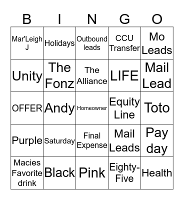 WOULD YOU LIKE TO PLAY A GAME ? Bingo Card