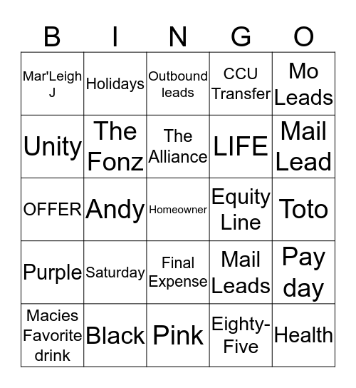 WOULD YOU LIKE TO PLAY A GAME ? Bingo Card