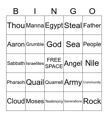 EXODUS Bingo Card