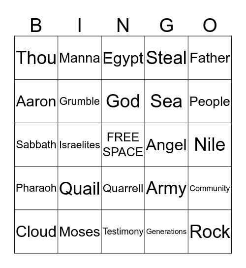 EXODUS Bingo Card