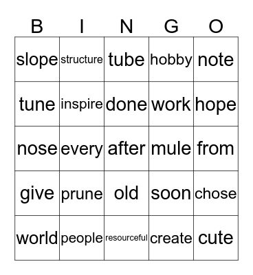 Spelling/Sight Words/Vocabulary 3.4 Bingo Card