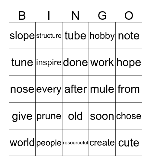 Spelling/Sight Words/Vocabulary 3.4 Bingo Card