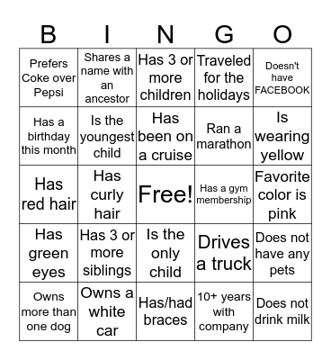 People can only sign once. Bingo Card
