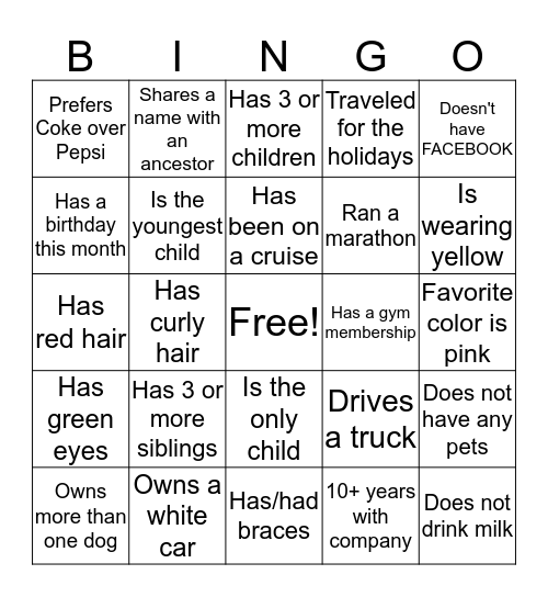 People can only sign once. Bingo Card
