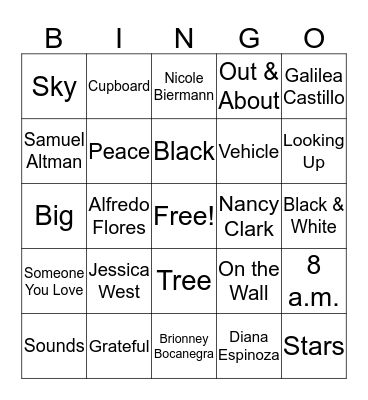 Yearbook Bingo Card