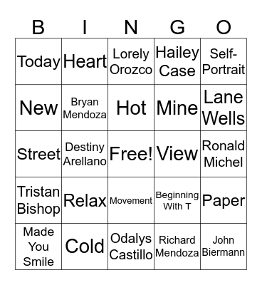Yearbook Bingo Card
