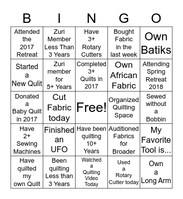 Zuri BINGO Card