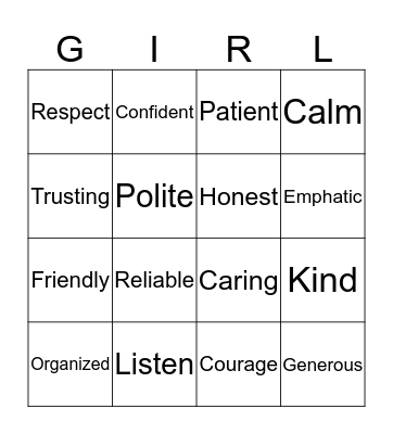 People Skills Bingo Card