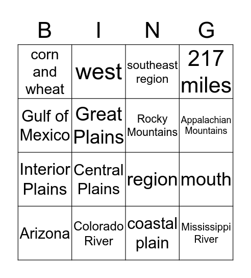PA History Bingo Card