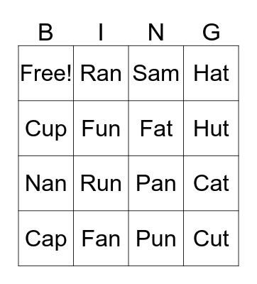 Sam, Pat, and Nan Bingo Card