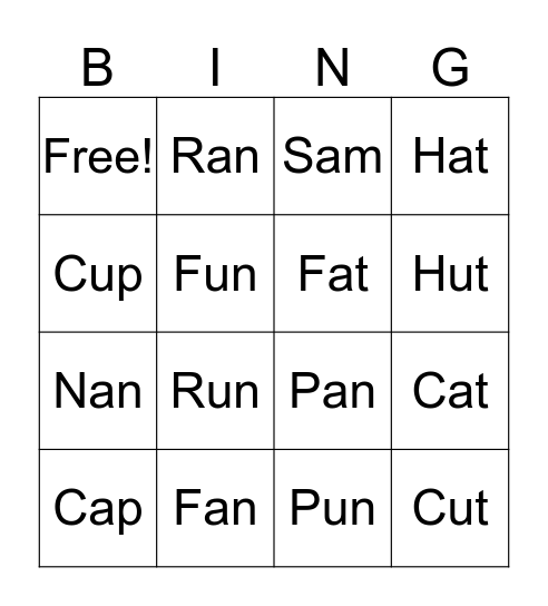 Sam, Pat, and Nan Bingo Card