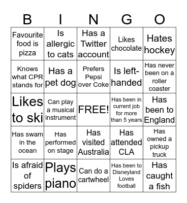 Exhibitor Bingo Card