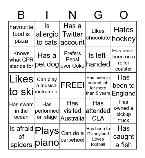 Exhibitor Bingo Card