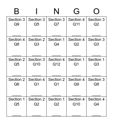 US History Term I Review Bingo Card