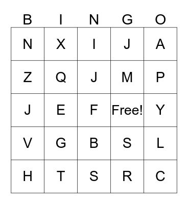 Alphabet Bingo Card