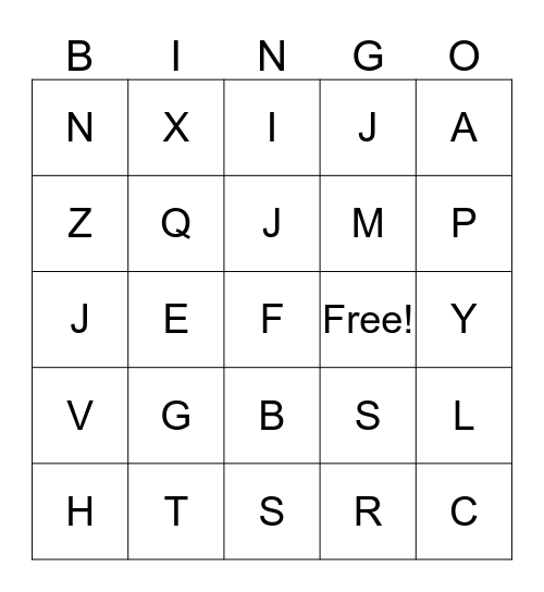 Alphabet Bingo Card
