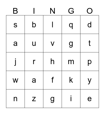 Alphabet Bingo Card
