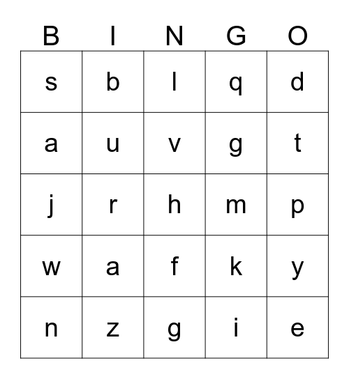 Alphabet Bingo Card