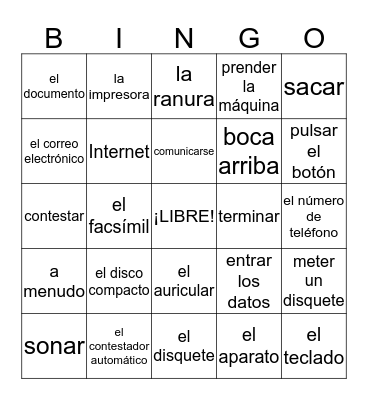 Español IV - Capítulo 4 - Telecomunicaciones Bingo Card