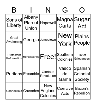 Mid-Term Review Bingo Card