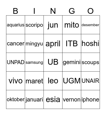 naomi's Bingo Card