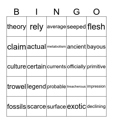 Monsters in the Water Bingo Card