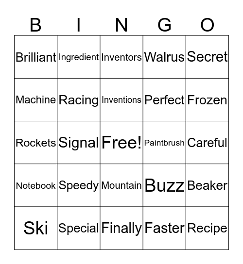 Buzz Beaker and the Speed Secret BINGO! Bingo Card