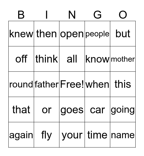 1.4  Bingo Card