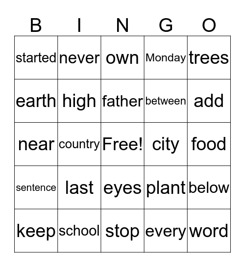 Untitled Bingo Card