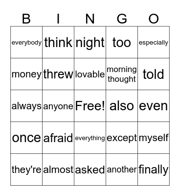 3.1 Bingo Card