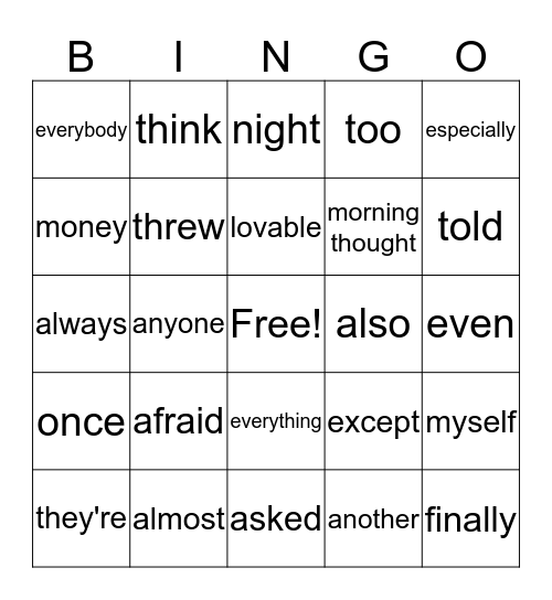 3.1 Bingo Card