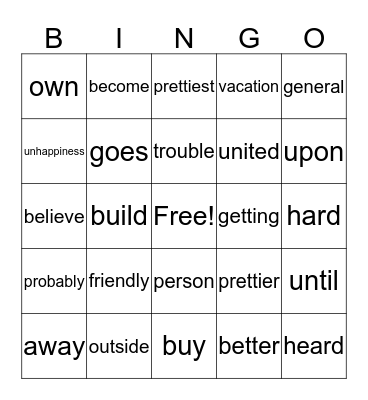3.2 Bingo Card