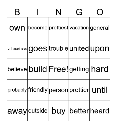 3.2 Bingo Card