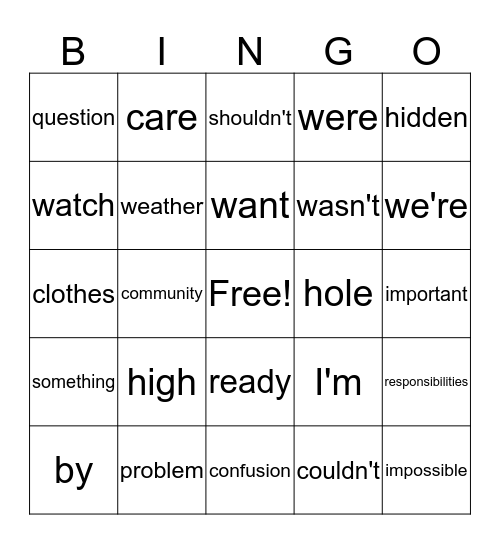 3.3 Bingo Card