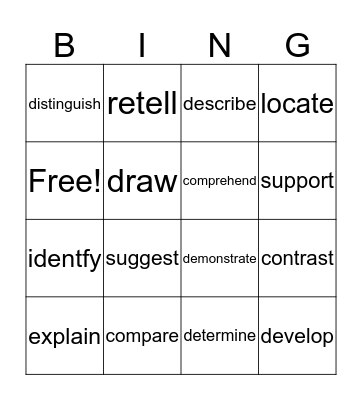 Action Verbs - Group 1 Bingo Card