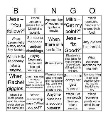 CCED Bingo Card