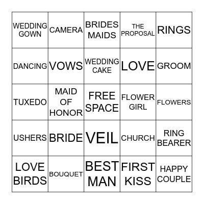 Wedding Bingo Card